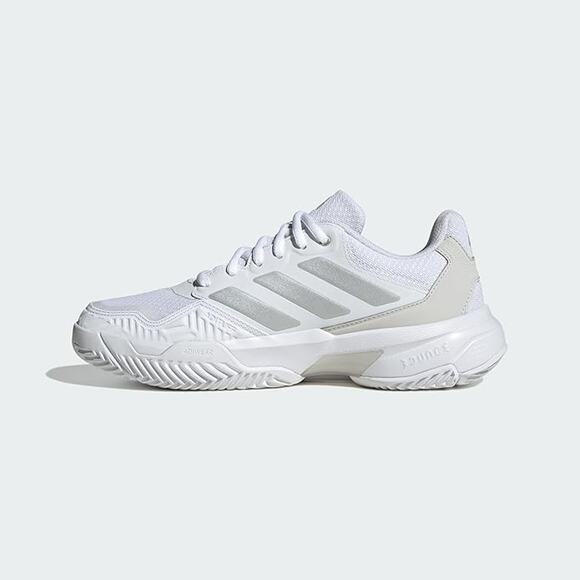 NWT adidas Womens Courtjam Control 3 Tennis Sneaker,White/Silver Metallic/Grey-8 - Picture 2 of 6